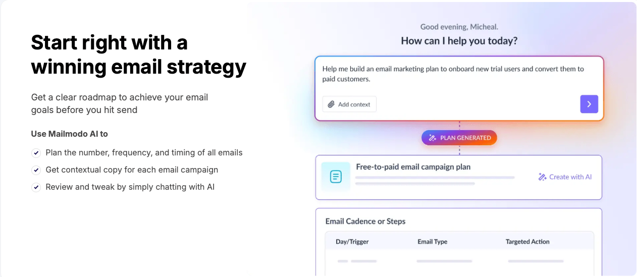 Mailmodo screenshot and logo